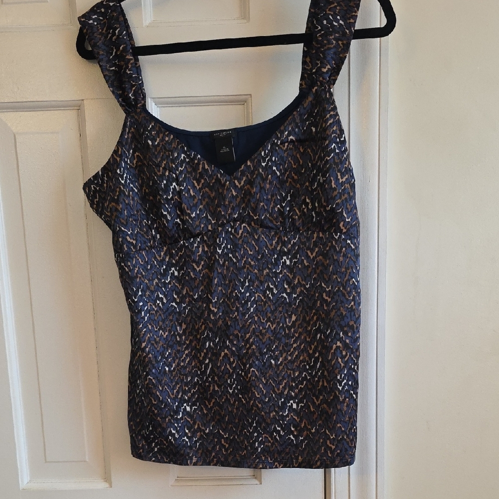 Lot Of 3 XL Ann Taylor Satin Camisole Blouse Navy Red Blue Tan White